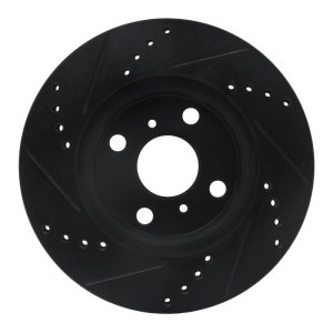 Scion iQ Brake Rotor (1) - Front Right - R1 Concepts - Drilled & Slotted - Black - `06-`19